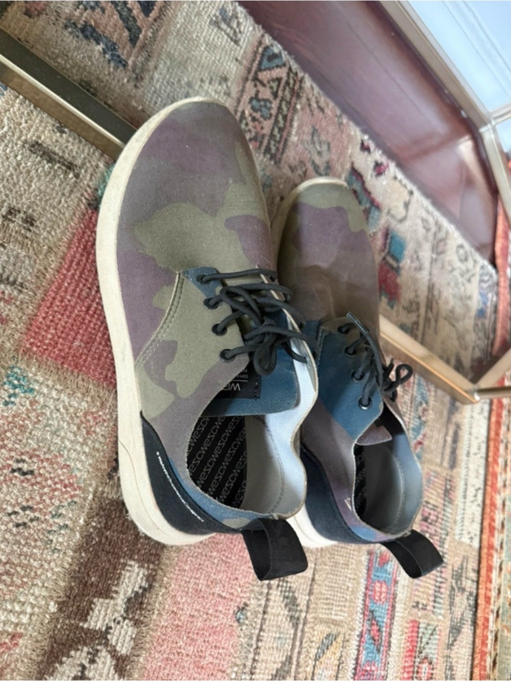Wesc Men's Camo Lace-Up Sneakers in Olive and Brown